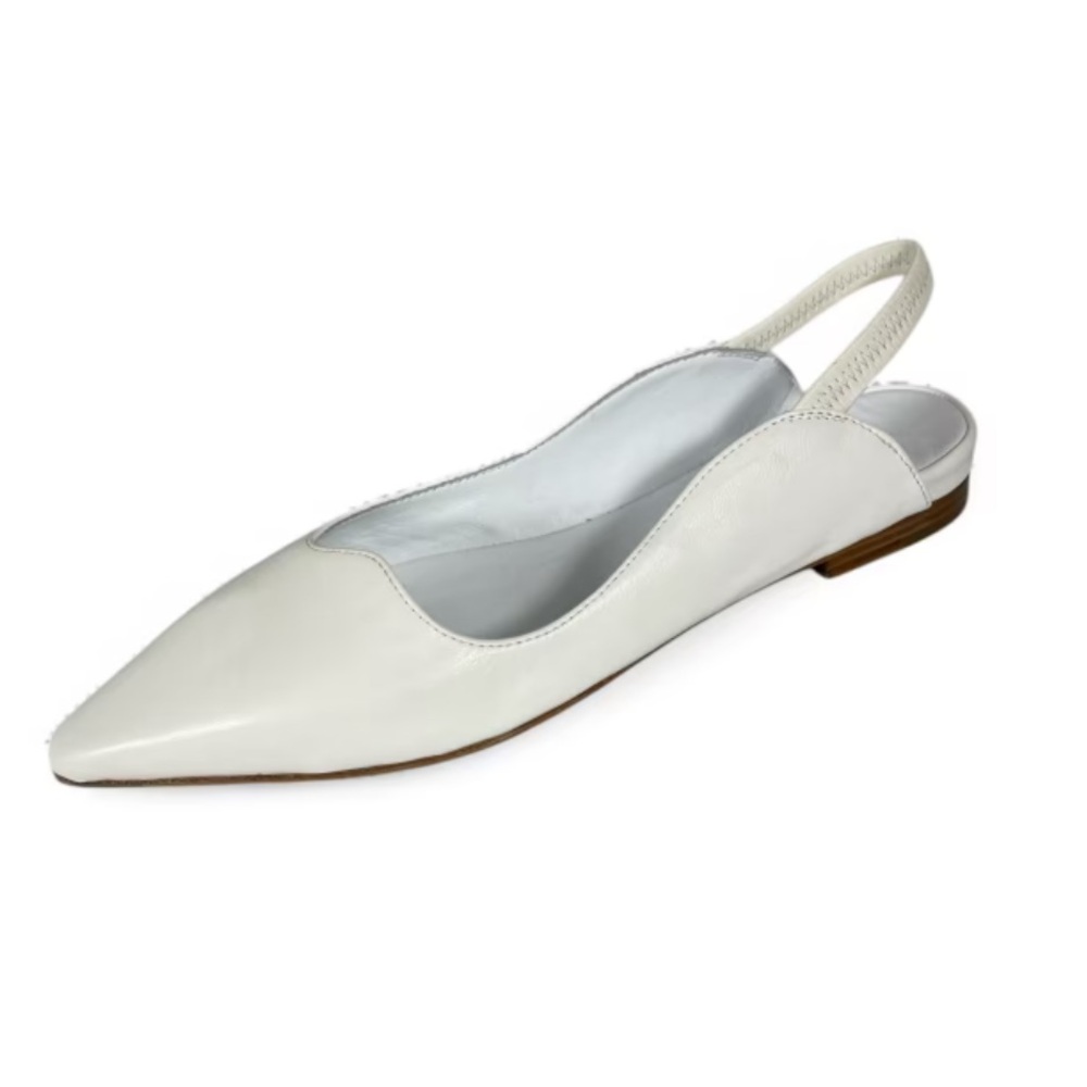 Elegant white Slingback Flats with yellow interior - Picture 1 of 3